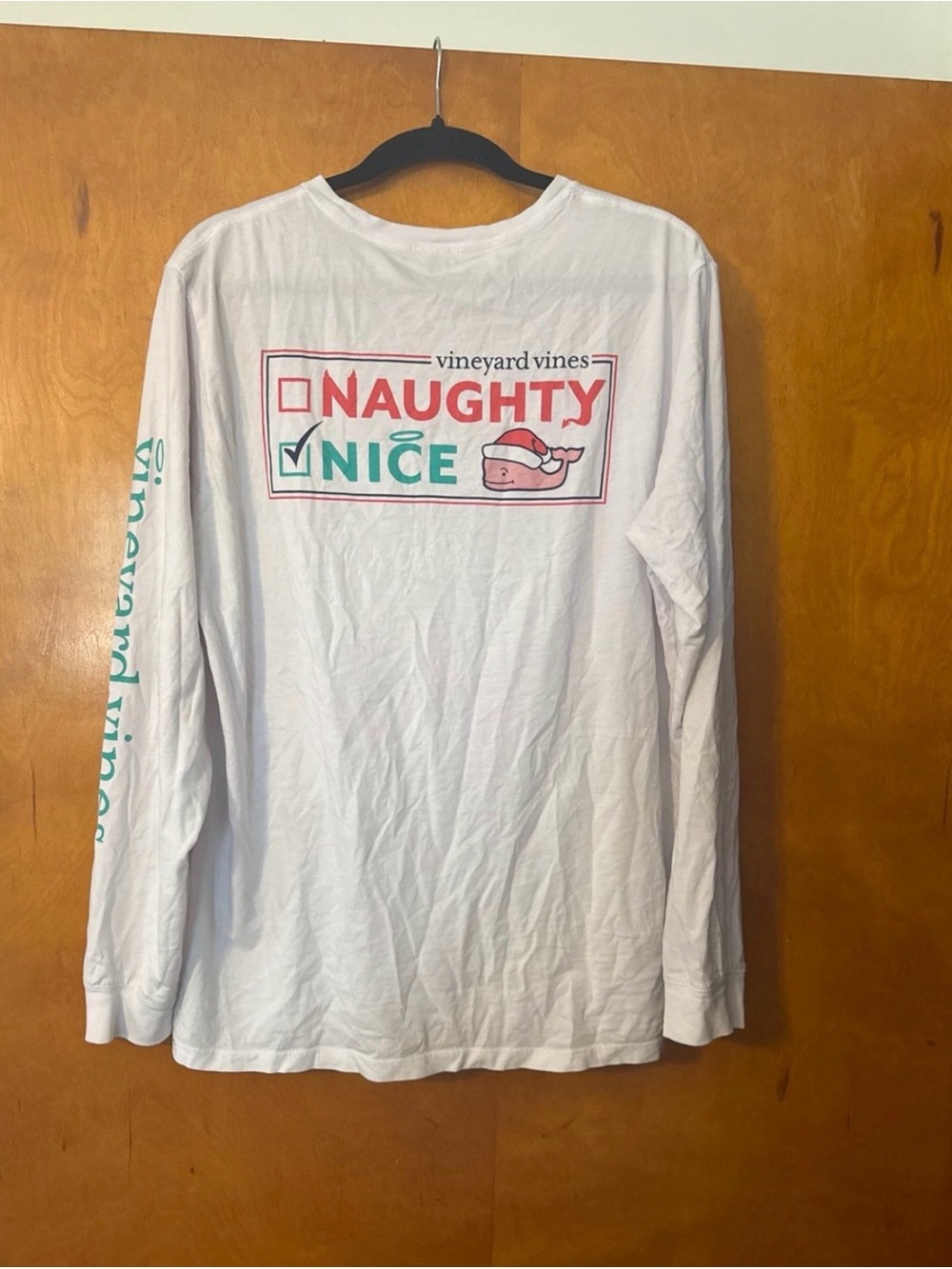 Vineyard Vines White Long-Sleeve "Naughty/Nice" Graphic Tee